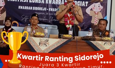 Selamat dan Sukses Kwarran Sidorejo Juara 3 Se-Jatim